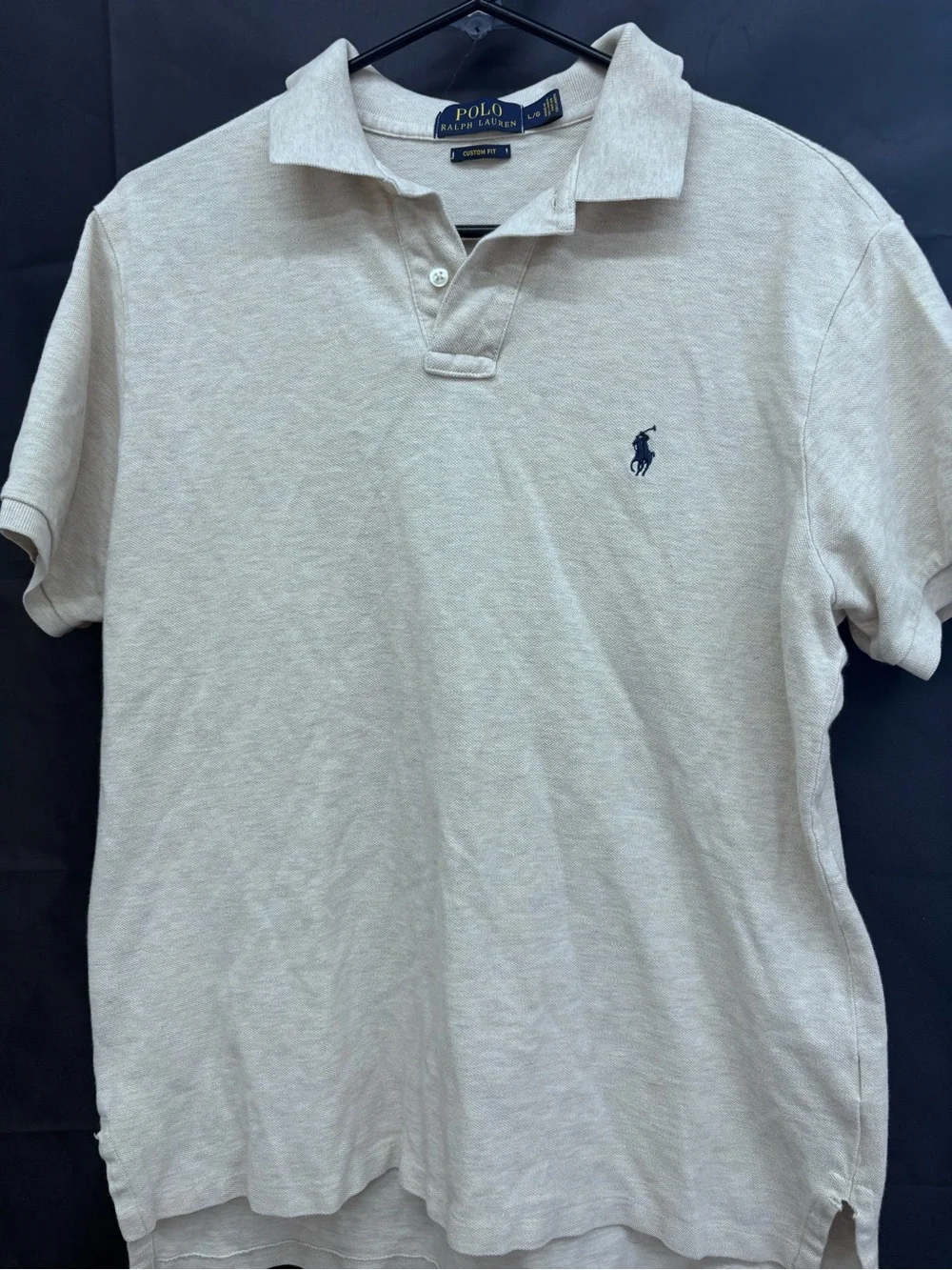 Ralph Lauren Men's Polo Shirt - Light Beige with Navy Pony